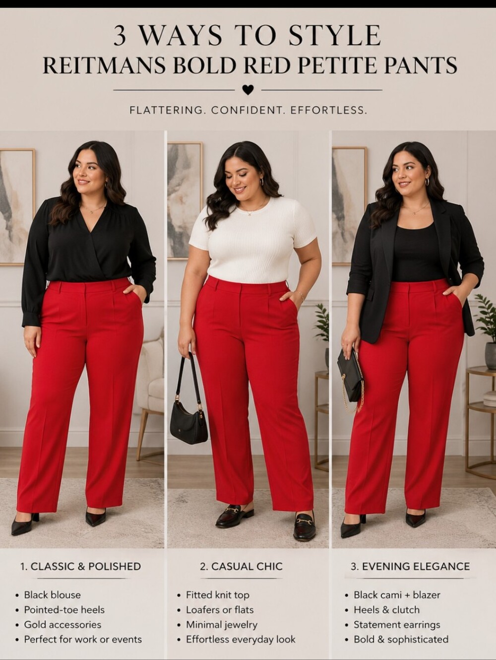 Reitmans Bold Red Petite Pants